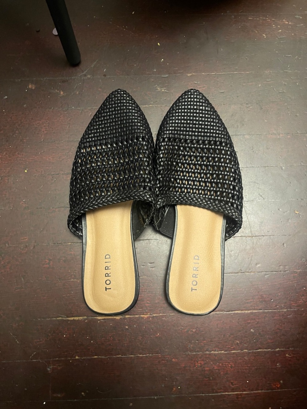 torrid Black Woven Pointed-Toe Slide Mules